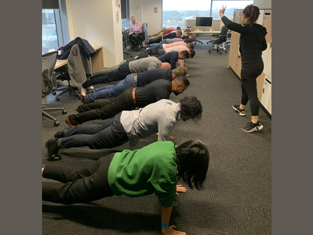 A group of people lying on the floor