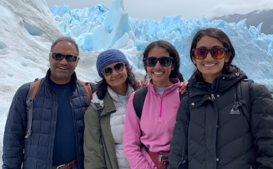 Archana and her family on a ski trip.