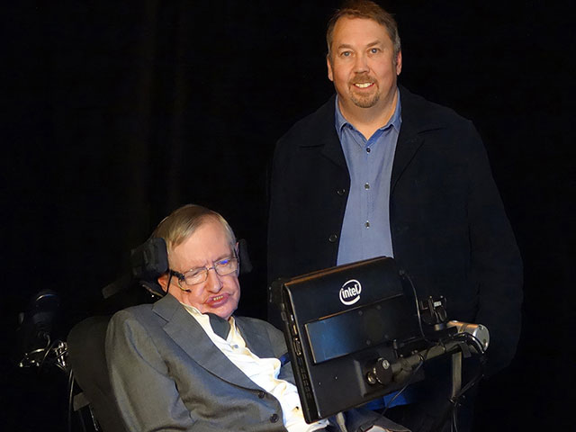 Photo of Simon and Stephen Hawking