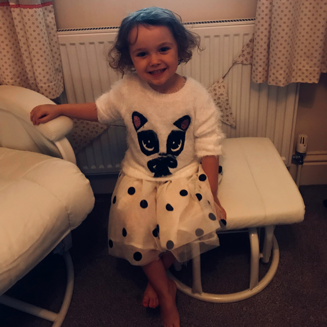 Rhiannon’s daughter today at three years old.