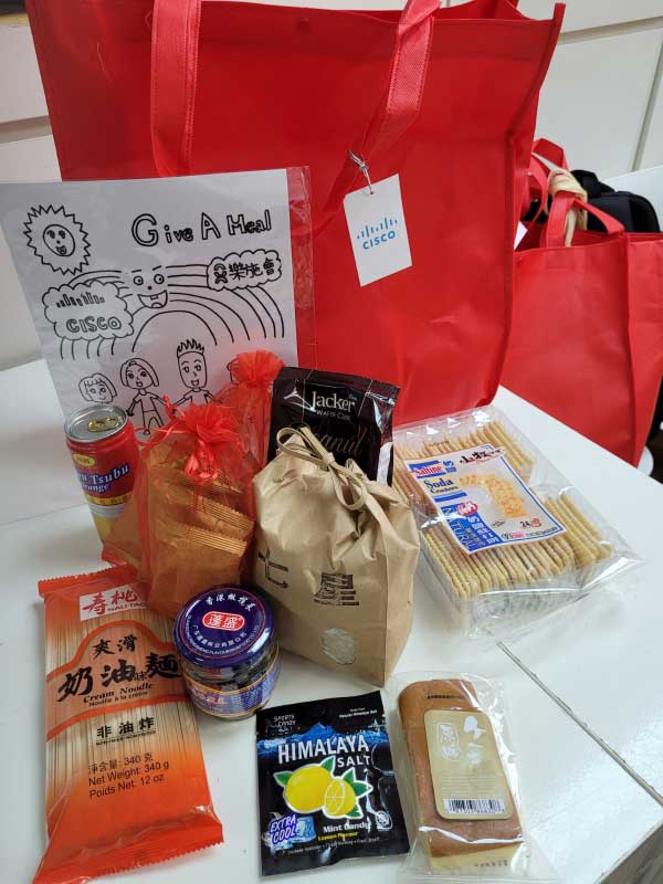 Each prepared food bag included one of our drawings.