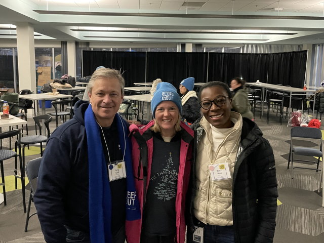 RTP Captain Greg Gall, Executive Sponsor Emily Crawford, and RTP Captain Tracy Dunn.