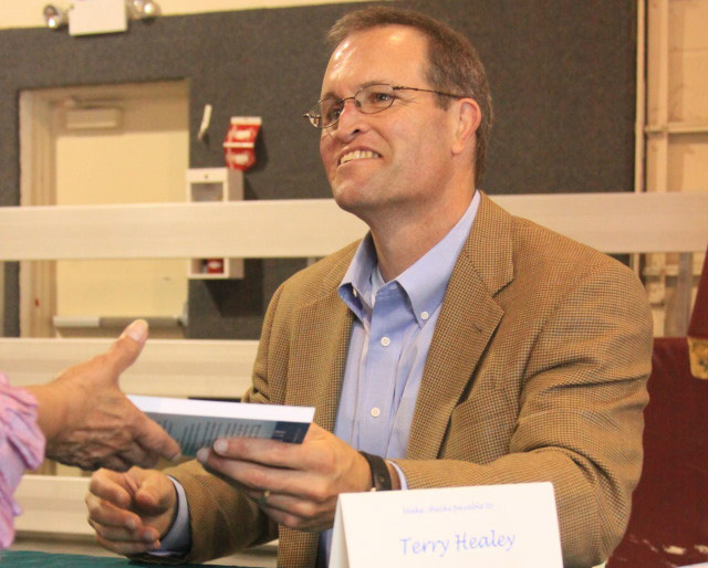 Terry Healey in a book sign event.
