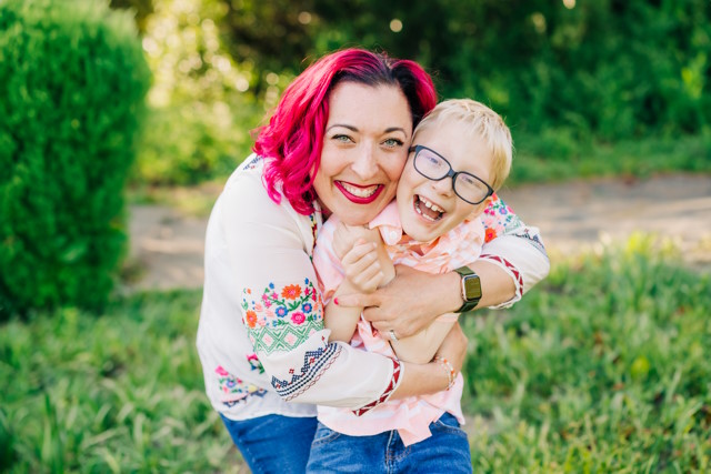 Ashley with son Maddox, age 8.