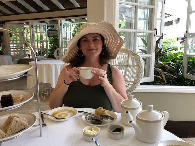 Tea time with my tea-drinking hat.