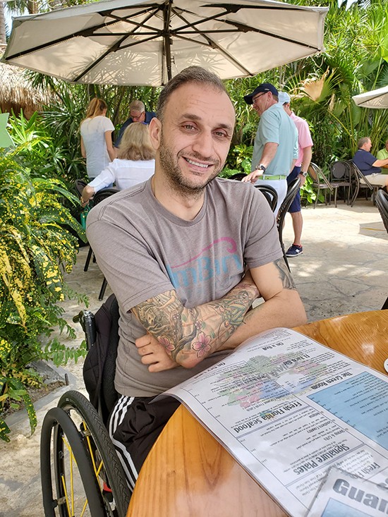 Yianni at the Disability Matters Event in Jupiter, Florida, enjoying lunch at Guanabanas.