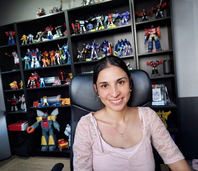The impressive collection of Transformers in Mariuska’s home office.