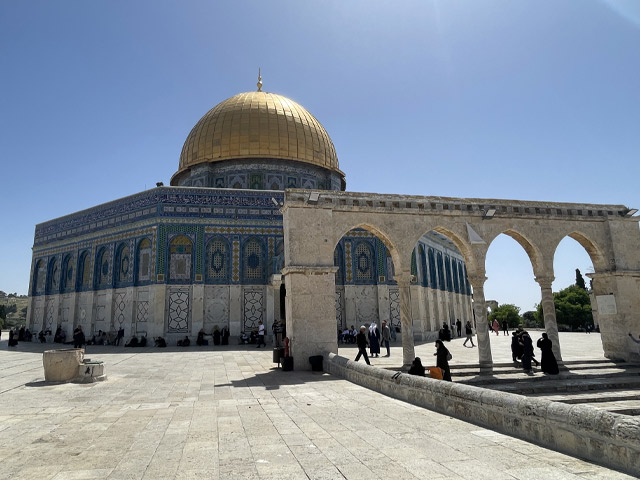 Exterior of the Dome of the Rock shrine in Jerusalem. 