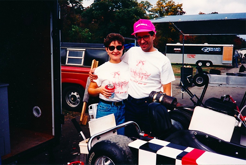 Nikki and her late husband at the with their Enduro go-kart at the racetrack.