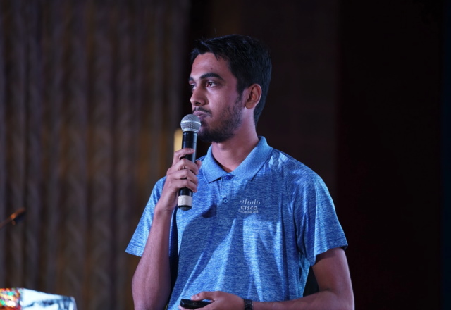 Prapanch speaks to students about  the challenges in cybersecurity at the annual inCTF event by Amrita University  in 2019.