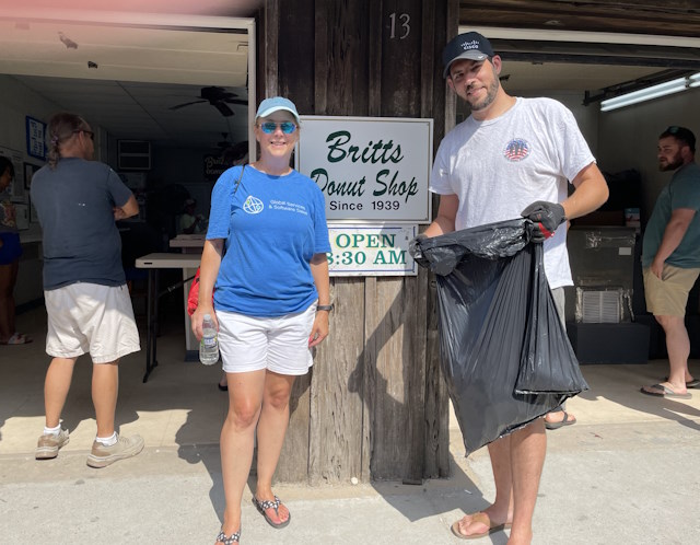 Marie Mattera and Jonathan Schwager at Carolina Beach’s Famous Britts Donut Shop.