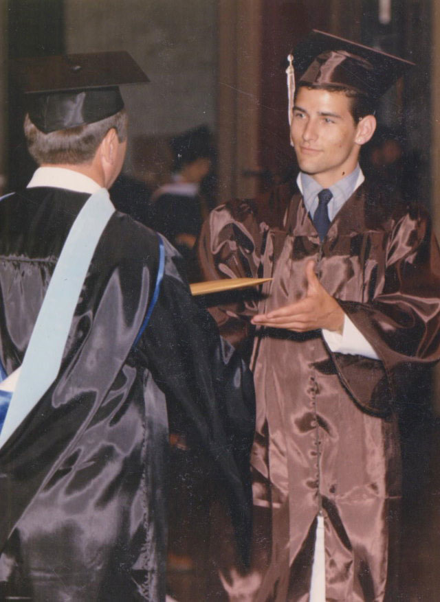 Brian graduating from St. Francis High School in 1986.