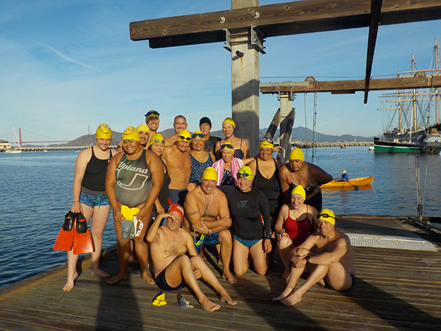 Photo of the group before a swim.